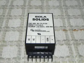 85-15-2135 Sola Solids Rectifier Ac/d Input 115 Vac Output 15 Vdc 350ma Nos