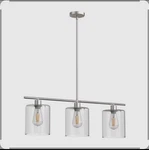 3 Light Modern Kitchen Island Pendant 5.5 Inch Clear Glass Brushed. Fixed Price $94.99.